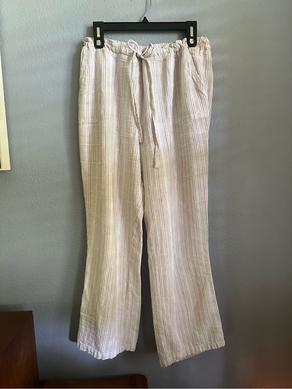 Per SE Striped Linen Blend Pants XL with Neutral Functional Drawstring Size XL